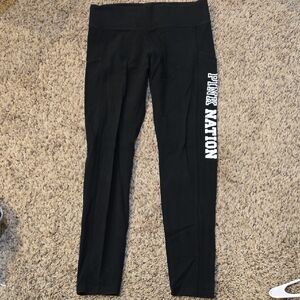 Victoria's Secret PINK NATION Black Leggings with White Logo